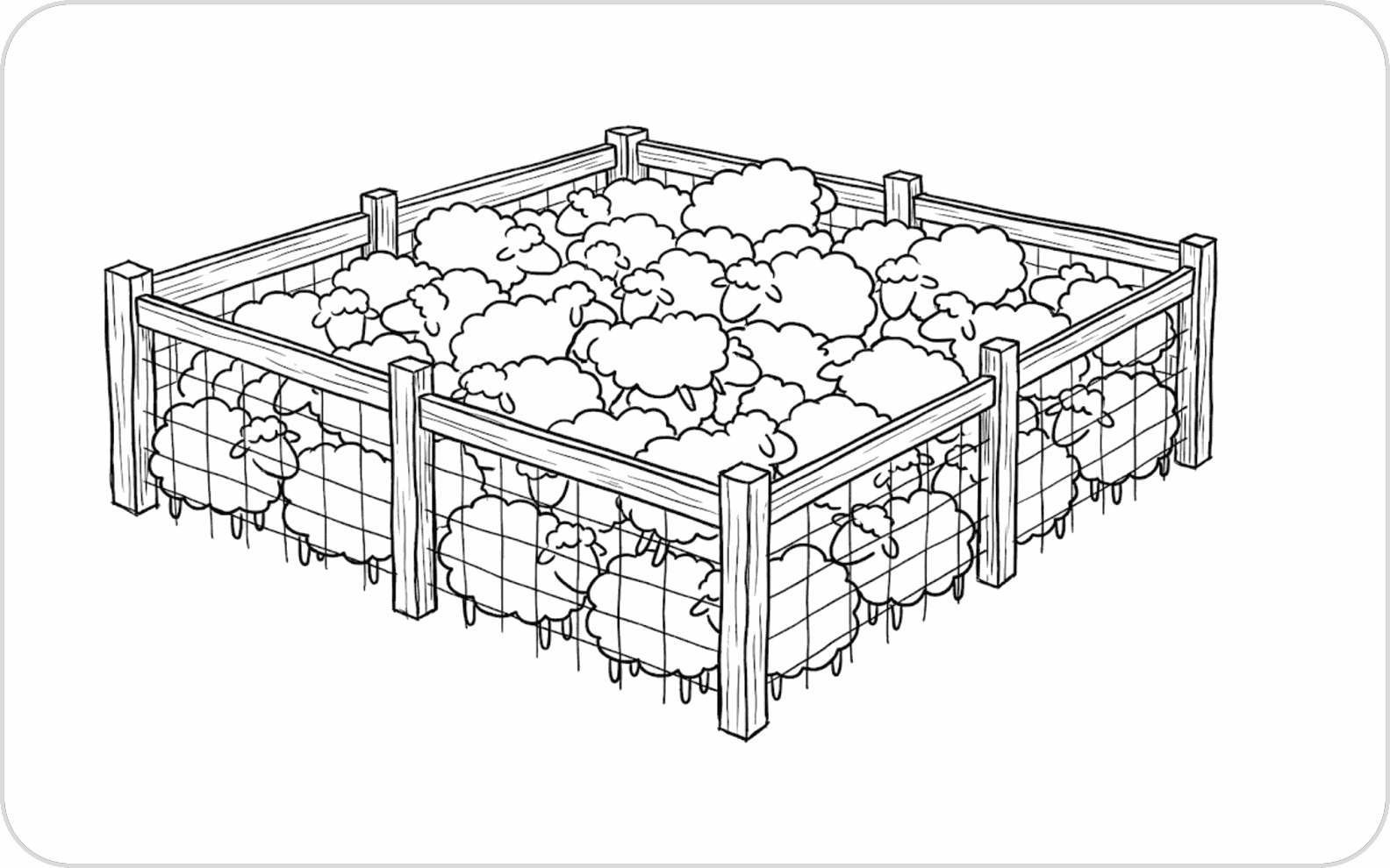 A fenced pen packed full of sheep